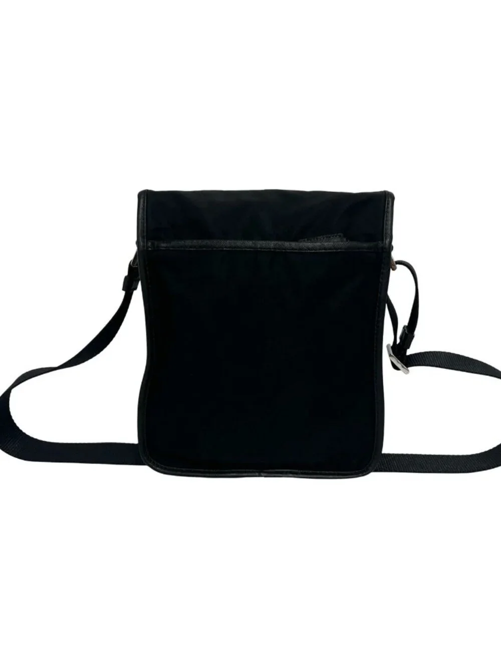 Prada Nylon Saffiano Leather Shoulder Bag Pochette Black